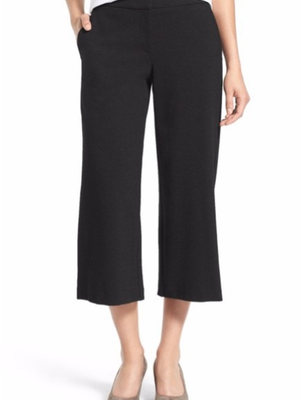 Eileen Fisher Black Wide Cropped Trouser